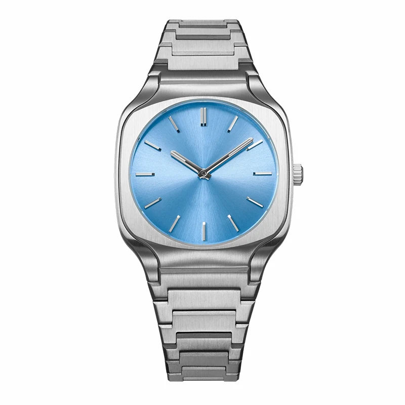 Original Logo Square Ultra Thin Stainless Steel Men Minimalist Quartz Watch For Man