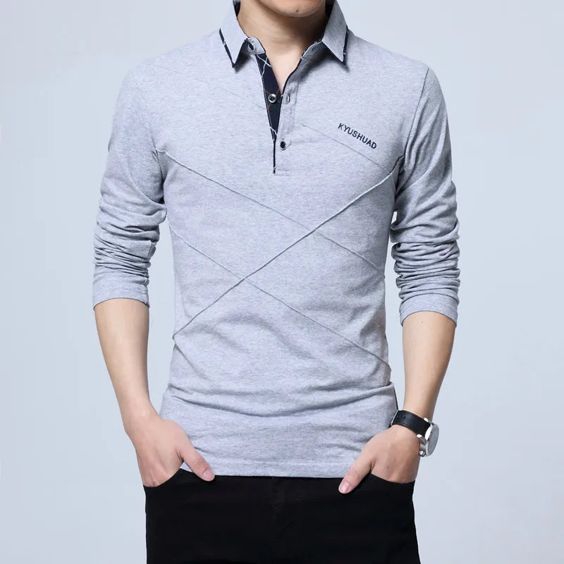 Men's Polo Shirt Autumn Button Brand Male Long Sleeve Polo Shirt Casual Male Shirt Dress Polo Shirts Plus Size 3XL 4XL 5XL