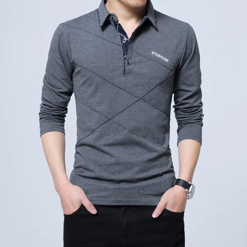 Men's Polo Shirt Autumn Button Brand Male Long Sleeve Polo Shirt Casual Male Shirt Dress Polo Shirts Plus Size 3XL 4XL 5XL