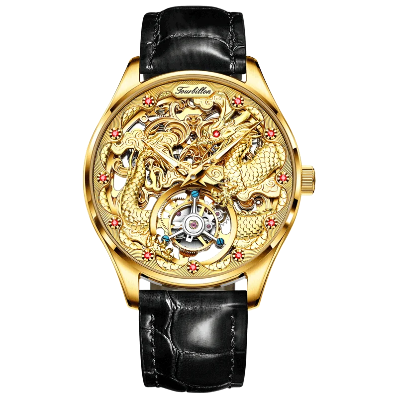OUPINKE 3176 Top Brand Luxury Men Mechanical Automatic Watches Automatic Movement Waterproof Sapphire Mirror Tourbillon Skeleton