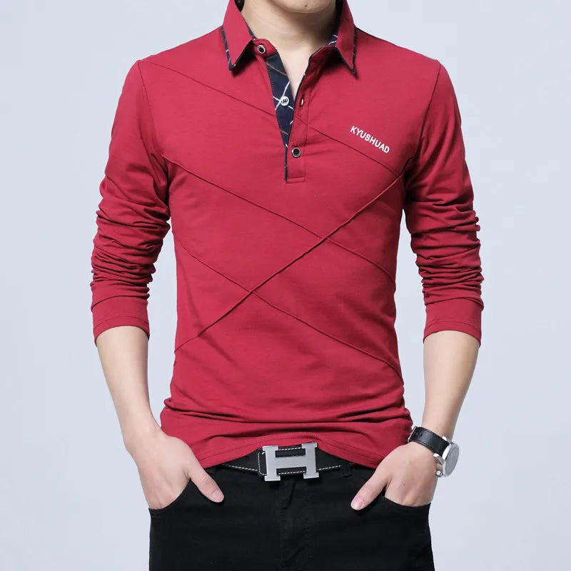Men's Polo Shirt Autumn Button Brand Male Long Sleeve Polo Shirt Casual Male Shirt Dress Polo Shirts Plus Size 3XL 4XL 5XL