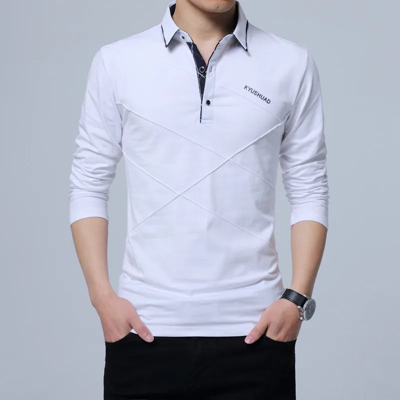 Men's Polo Shirt Autumn Button Brand Male Long Sleeve Polo Shirt Casual Male Shirt Dress Polo Shirts Plus Size 3XL 4XL 5XL