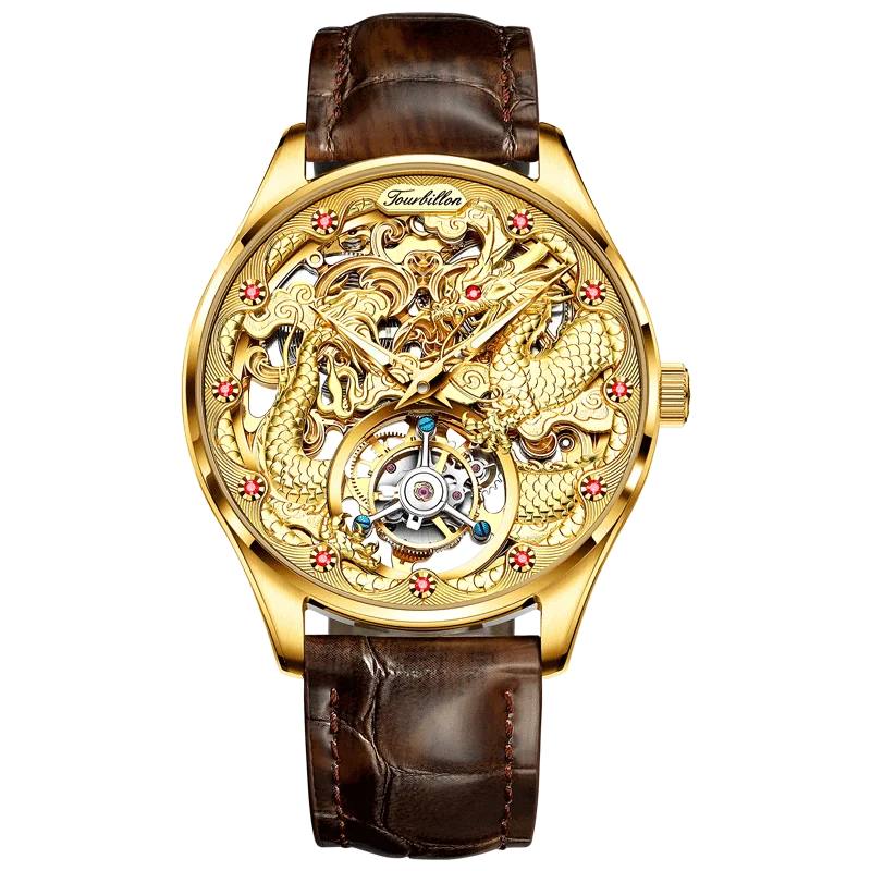 OUPINKE 3176 Top Brand Luxury Men Mechanical Automatic Watches Automatic Movement Waterproof Sapphire Mirror Tourbillon Skeleton