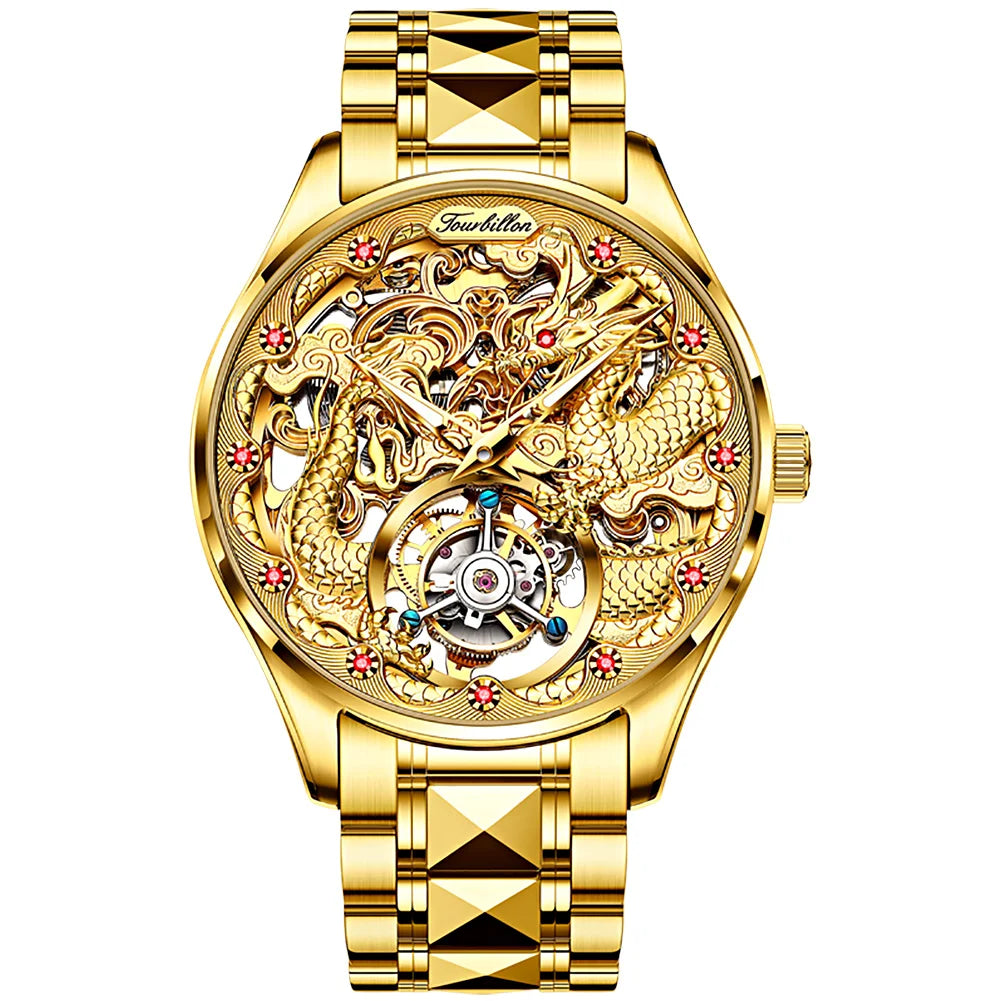 OUPINKE 3176 Top Brand Luxury Men Mechanical Automatic Watches Automatic Movement Waterproof Sapphire Mirror Tourbillon Skeleton
