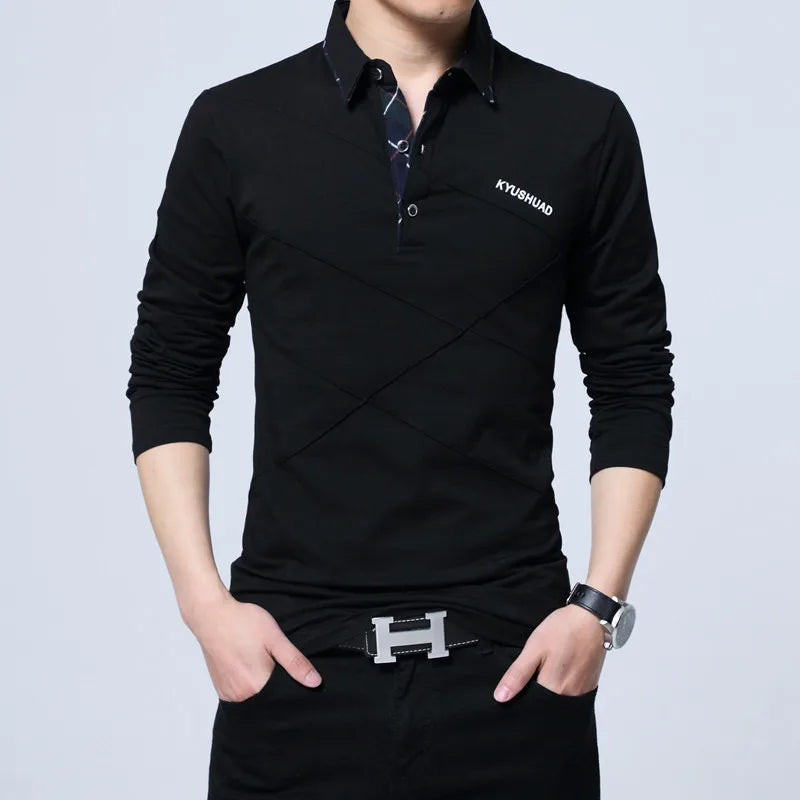 Men's Polo Shirt Autumn Button Brand Male Long Sleeve Polo Shirt Casual Male Shirt Dress Polo Shirts Plus Size 3XL 4XL 5XL