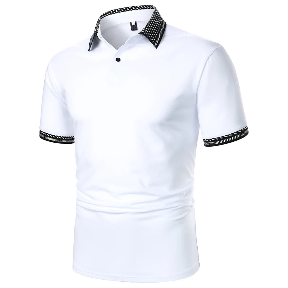 Men Polo Shirt Men Short Sleeve Polo Shirt Solid Color Fashion Casual Men Top Summer Newin Urban Business Lapel Rib Polo Shirt