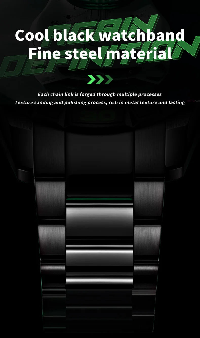 OUPINKE 3196 Fully Automatic Mechanical Watch Men Stainless steel Waterproof Green Night Light High-end Wristwatch Man