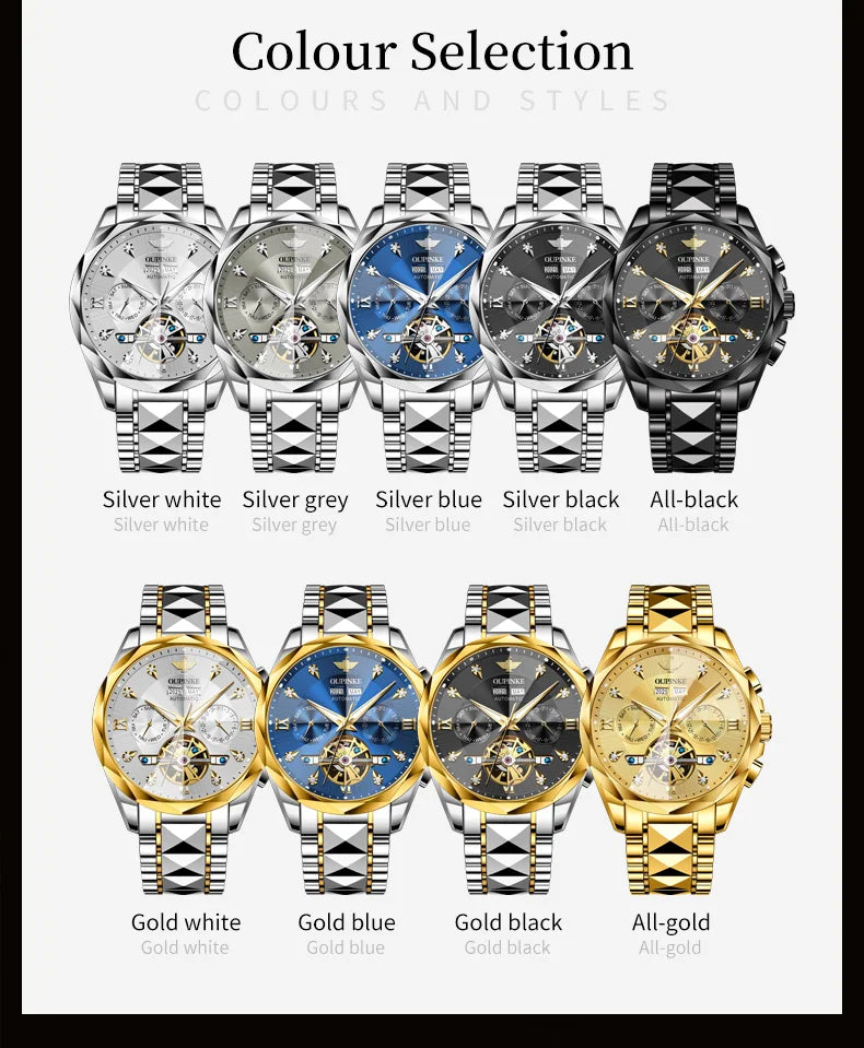 OUPINKE 3316 Automatic Mechanical Watch Classic New Version Watches for Men High-end Large Dial Wristwatch