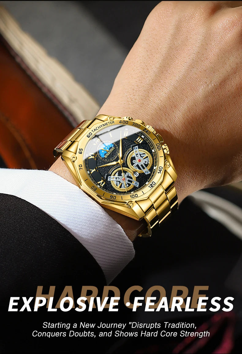 BINBOND Luxury Men Quartz Watches Fashion Concept Decorative Dial Casual Military Sports Wristwatch Waterproof Men's Clock