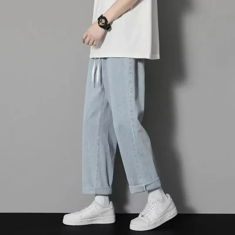 Men's Jeans Spring Autumn New Loose Straight Comfortable High Street Casual Trousers Trendy American Style