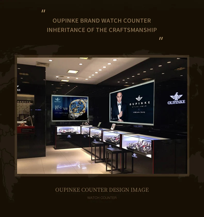  OUPINKE 3276 Mens Watch Original luxury Brand Automatic Mechanical Watch Dragon Dial Watch For Men Moon Phase Watch Mens Gift