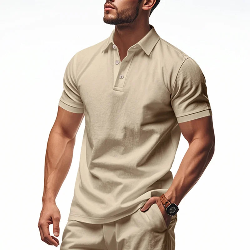 2025 New Solid Color Polo Shirt Men's Short Sleeve Button T shirts Lightweight Streetwear Casual Tops men Breathable Polo Shirt