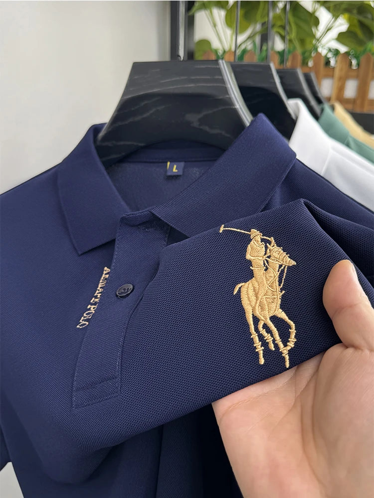 Designer Brand Men's Polo Shirt Lapel T-Shirt Summer New Exquisite Horse Embroid Short Sleeve Business Casual Office Menswear