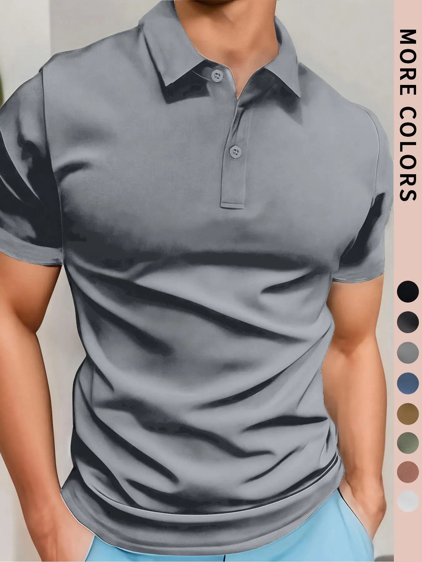 Men's Polo Simple Pure Color Short-Sleeved Shirt, High-Grade Fabric, Breathable and Comfortable Fabric with Ice Feel, Summer Outdoor Casual Men's Shirt, Men's Gifts