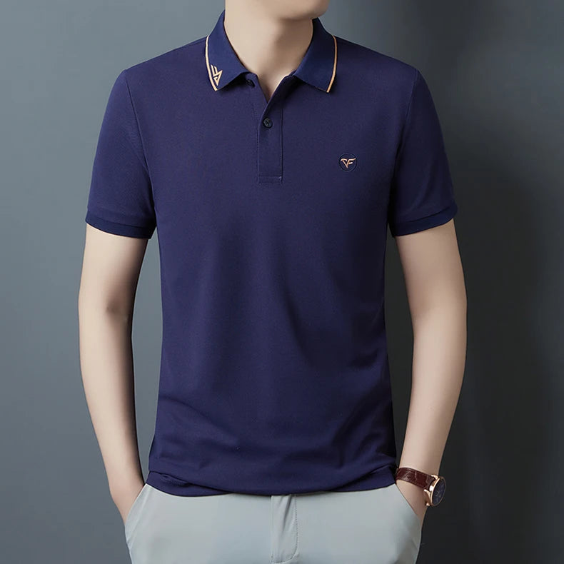 Men's Polo Shirt Solid Color Embroidery Brand High Quality Breathable Business Clothing