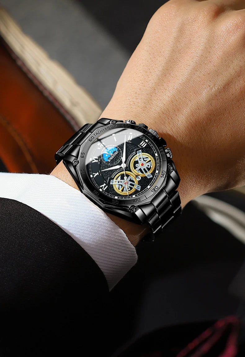 BINBOND Luxury Men Quartz Watches Fashion Concept Decorative Dial Casual Military Sports Wristwatch Waterproof Men's Clock