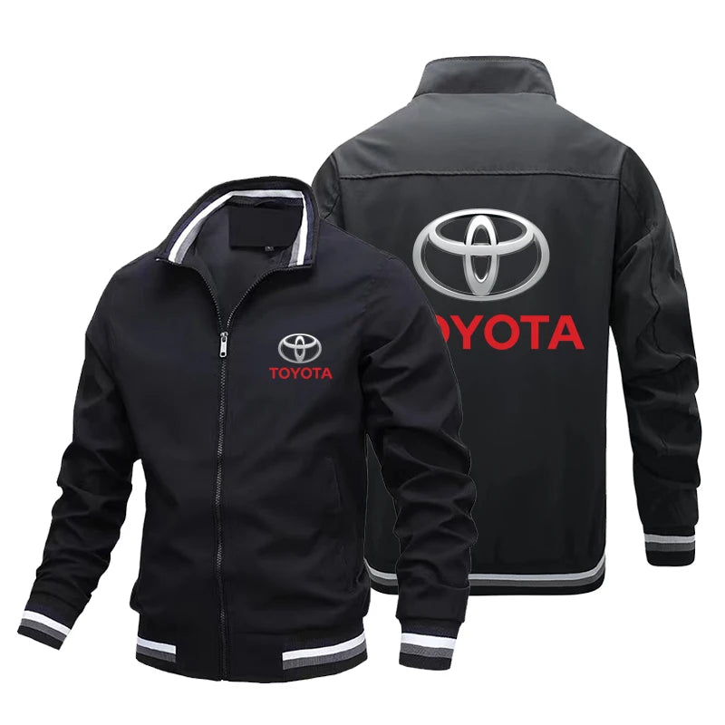 2025 Toyota logo men's stand-up collar Korean version sports solid color casual wear youth tide men's jacket
