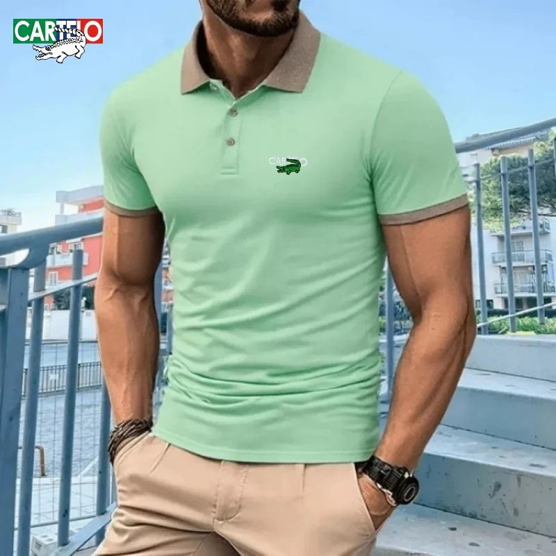 Men's High Quality Short sleeved Polo Shirt Summer Fashion Business Leisure Multi functional Top
