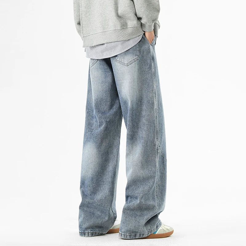 American Jeans Hosen Large Wide Version Pant Sets Draped Retro Straight Casual Trendy Brand Wide-leg Trousers Men's Clothing