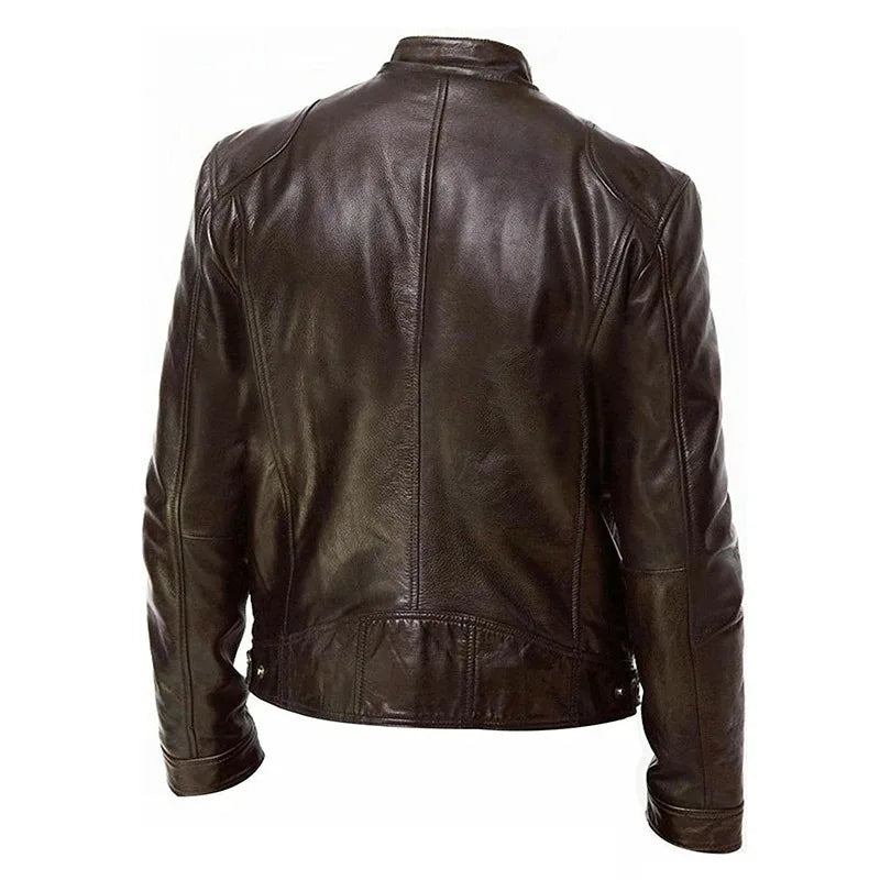 Motorcycle Leather Jackets Man Casual Fashion Coat Slim Fit Lapel PU Jackets Spring Autumn Windbreaker Leather Coat Male