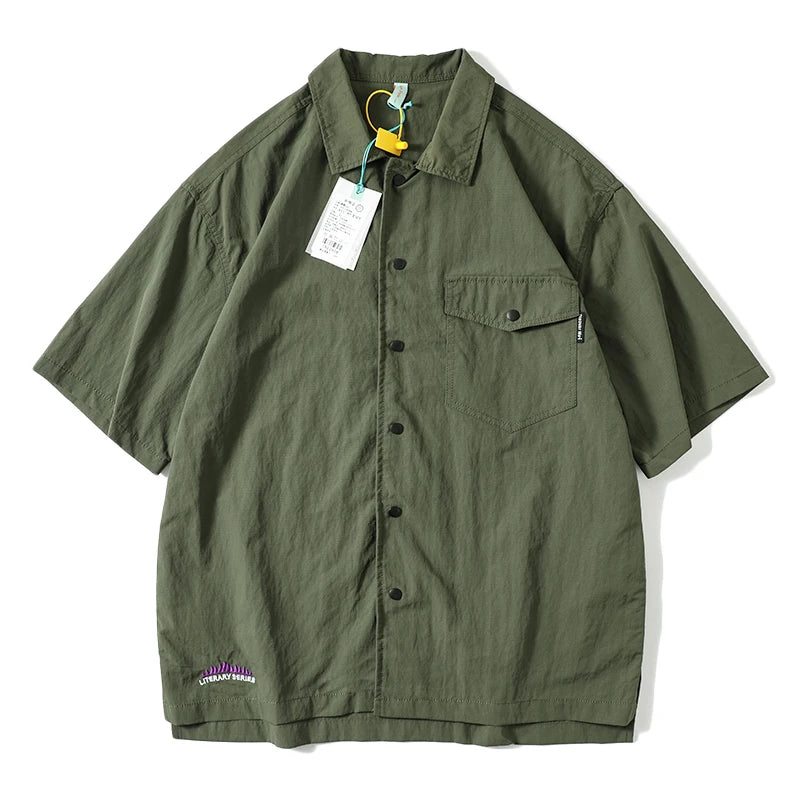 Men Shirts Fashion Business Outdoor Function Waterproof Sunscreen Quick Drying Breathable Summer Thin Short-sleeved Shirt