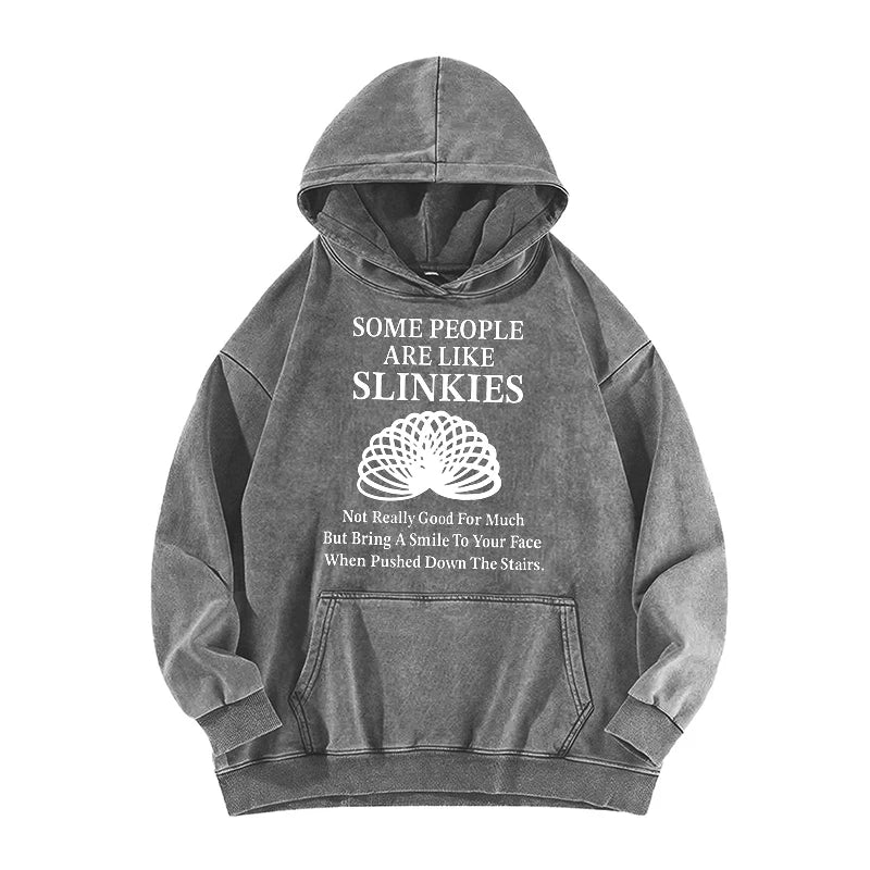 MenS Humorous Cotton Hoodie Some People Are Like Slinkies Print Casual Long Sleeve Women Trendy Washed Hoodie Ideal For Leisure