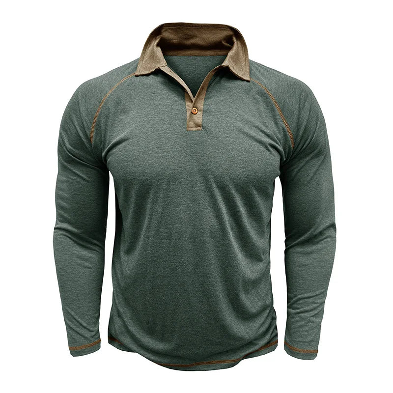 Men's Long Sleeve Polo Shirt Casual Turn Down Collar T Shirt for Men Autumn Tops Available in Multiple Colors