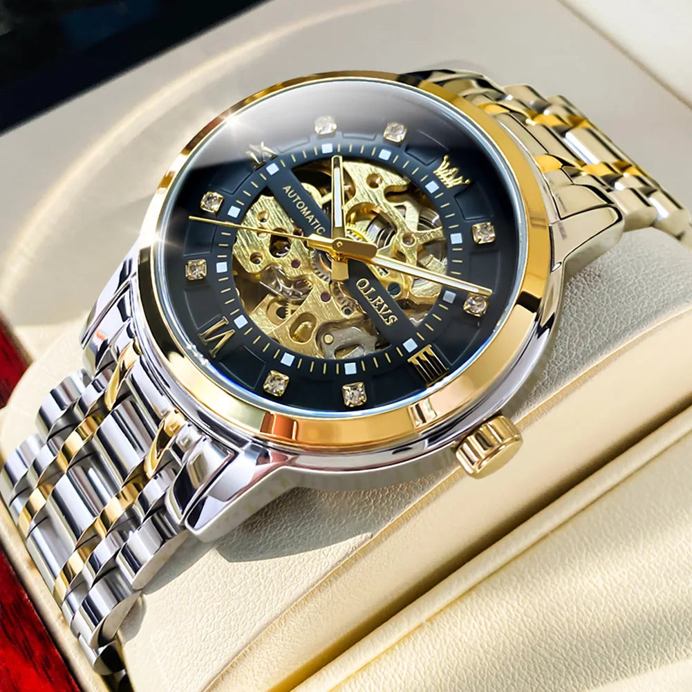 OELVS 9901 Luxury Men's Watches Fashion Dress Automatic Mechanical Wristwatch Waterproof Luminous Hollow Watch for Man Reloj
