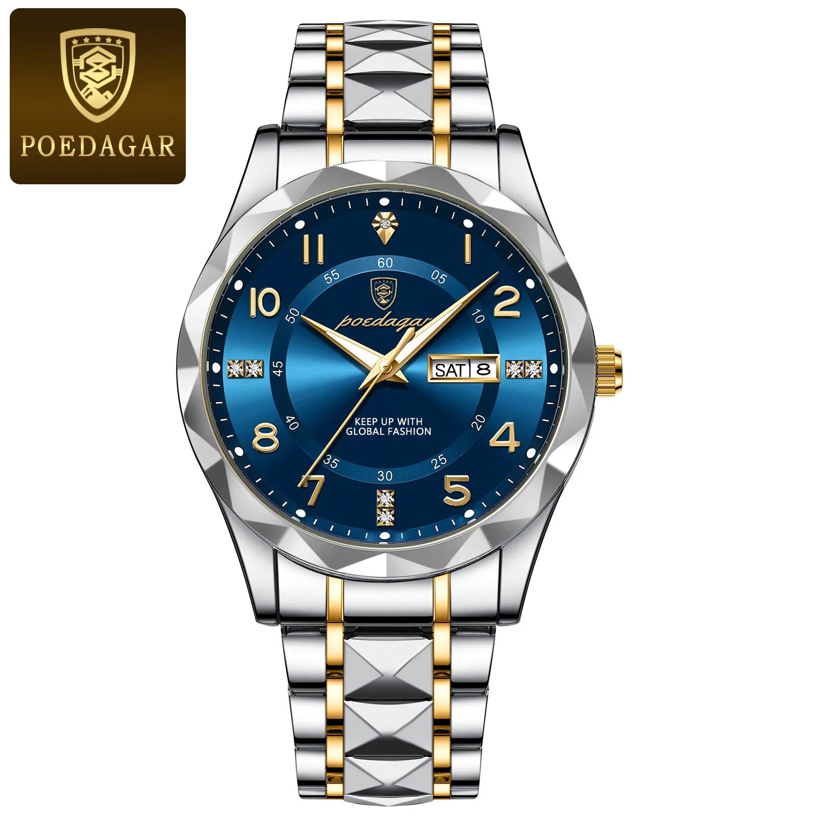 POEDAGAR Luxury Men Watch Waterproof Date Week Luminous Fashion Wristwatch Stainless Steel Quartz Sport Men's Watches Male Reloj
