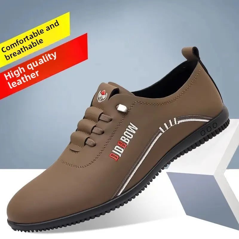 Soft Leather Men's Business Casual Shoes Slip-On Lightweight Bean Bean Shoes Dad Shoes Fall Season Comfortable Bottom Shoes