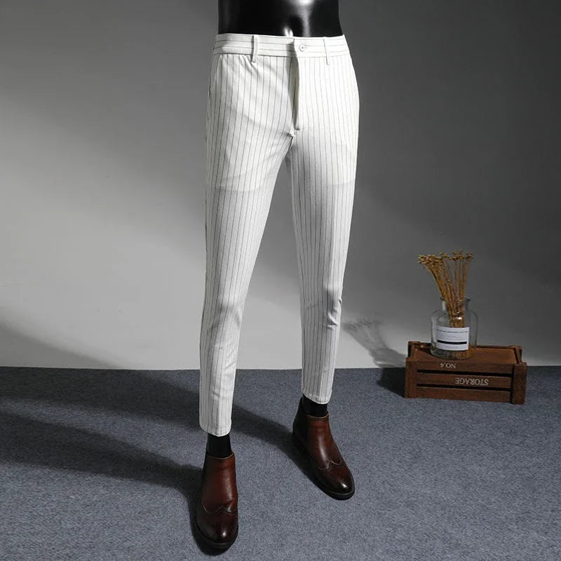 Draped White Trousers for Men Plus Big Size Man Suits Pants Fluid Spring Clothes Thin Casual Classic Offer New in Cheap Luxury