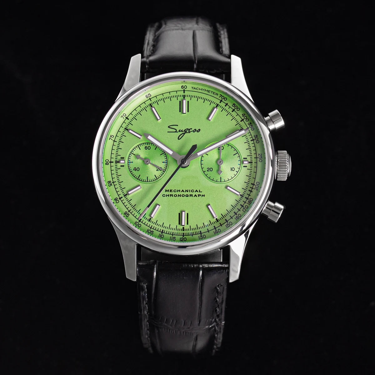 Sugess 1963 Pilot Mens Watch Chronograph Sapphire Crysta Mechanical Wristwatches Tianjin ST1901 Movement  Waterpoorf Green 40mm