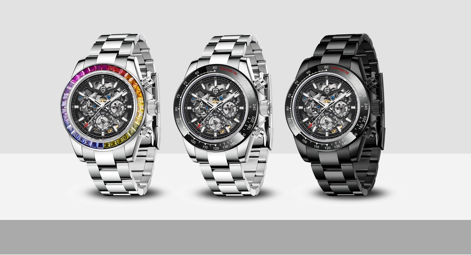 PAGANI DESIGN New 40mm Skeleton Mechanical Watches Men's Stainless Steel Waterproof Automatic Watch Luxury Sapphire Glass Clock