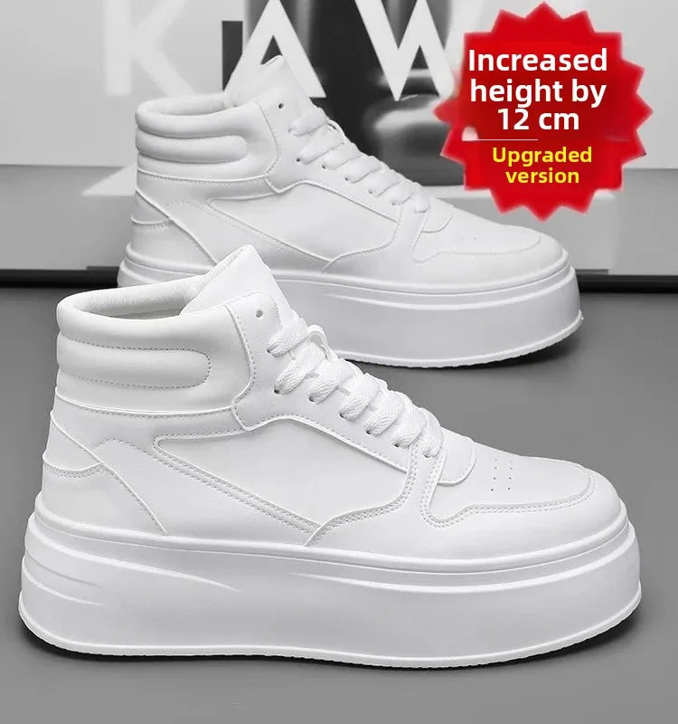 White Sneakers Heightening 12cm Thickened Shoe Bottom Korean Style Platform Invisible Heightening 10cm Cosplay Role-playing Men'