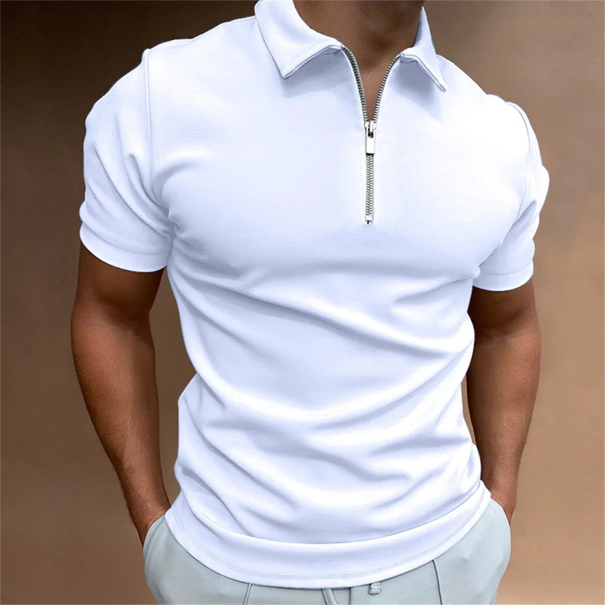 Summer Men's Polo Shirt Solid Color Short Sleeve Casual Loose Simple High-Quality Slim-Fit Large Size Men's Wear