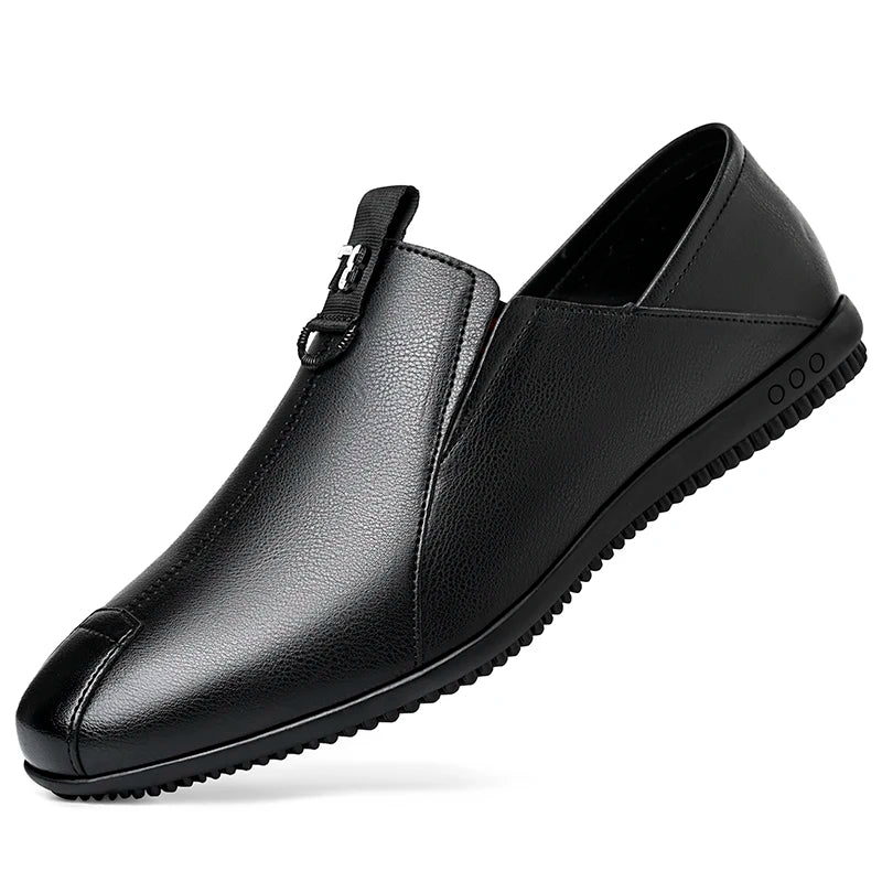 Yearcon Men's Slip-On Leather oes Breathable Thin Faionable Soft Bot And Anti-Slip Casual Lace-Up round Toe Rubber Sole