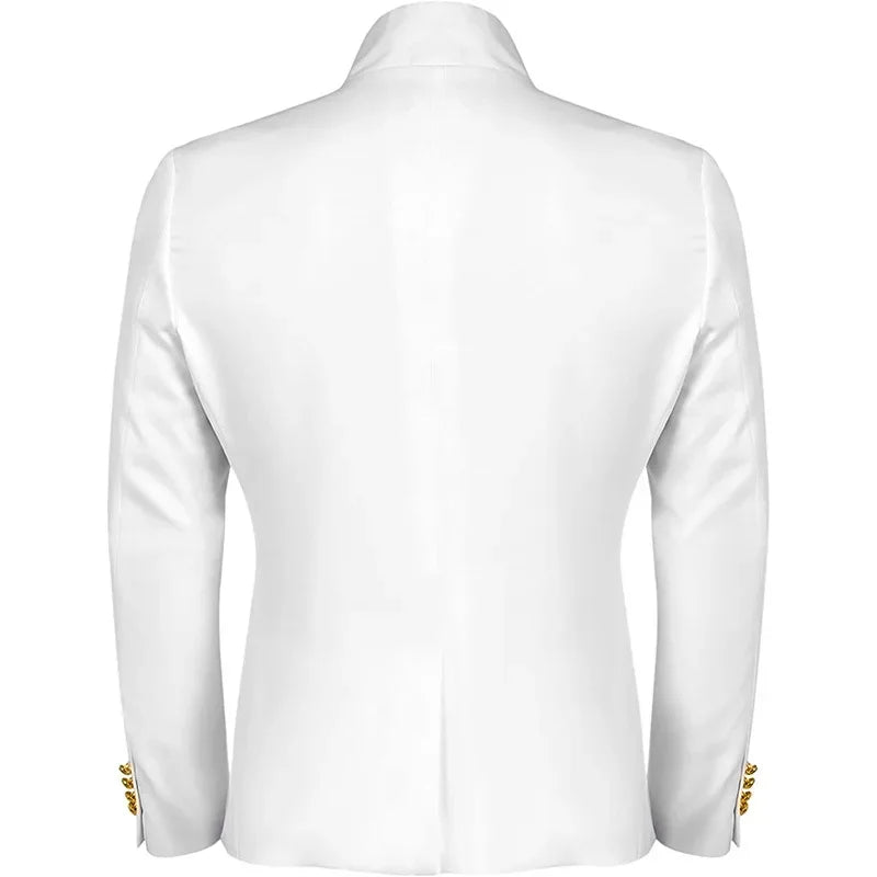 Black Men's Double Breasted Suit Coat Men Vintage Medieval Steampunk Jacket Gothic Military Blazer Victorian Performance Costume