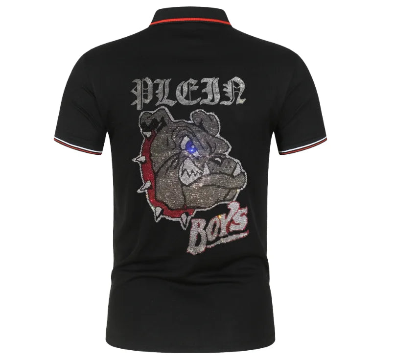 Men's Polo Shirt from Designer Brand, Fashionable and Well-Tailored with Rhinestones