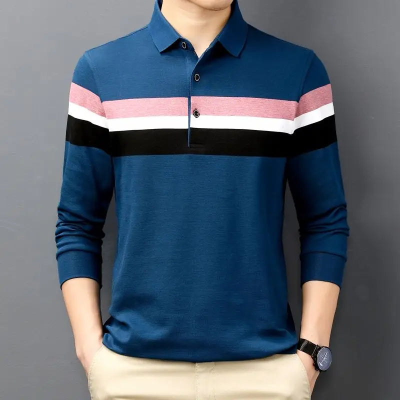 Man Sweatshirt Stripe Blue Pullovers Baggy Original Polo T Shirt For Men Japan High Brand Cheap Clothes Quotes Elasticity Luxury