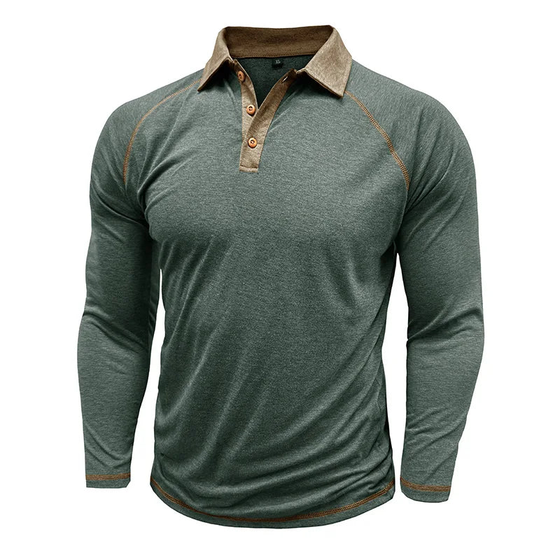 Men's Long Sleeve Polo Shirt Casual Turn Down Collar T Shirt for Men Autumn Tops Available in Multiple Colors