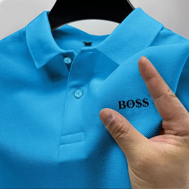 Men's short-sleeved polo shirt 2025, quick-drying, breathable, casual, fashionable, business, sporty, summer, high collar, new s