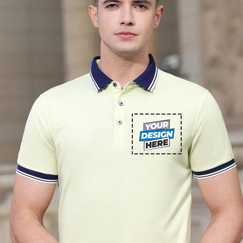 Customized LOGO Polo Shirt Men Summer Men's Shorts Sleeve Contrast Color Polo Business Clothes Luxury Men Tee Shirt Print LOGO