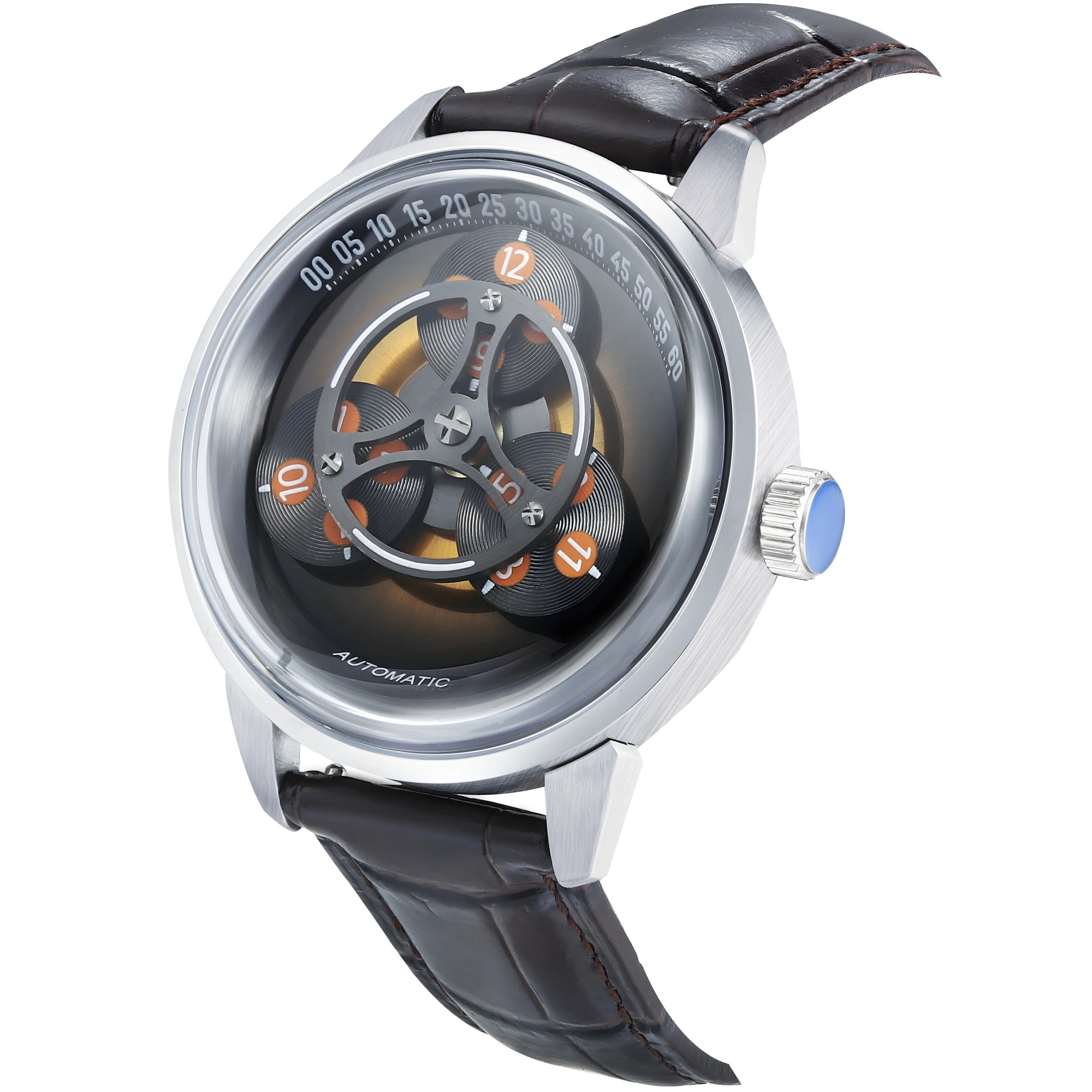 ENITON Automatic Watch Men 316L Steel Japanese 8215 Leather Band Fashion Watch Waterproof 5ATM Mechanical Watch New Arrival