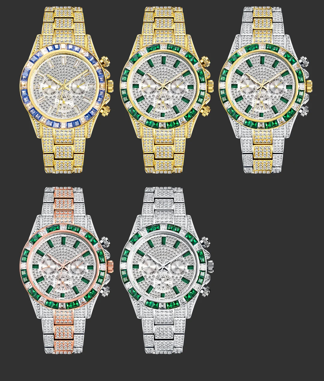 MISSFOX Blingbling Wristwatch For Men Luxury Colour Diamond Calendar Quartz Watch Hip Hop Fashion Waterproof Man Clock Hot Sale