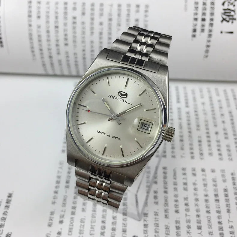 All Steel Stock Manual Old Mechanical Watch for Men Hand Wind Sliver Stainless Steel Wristwatch Man Reloj Orologio Male Clock