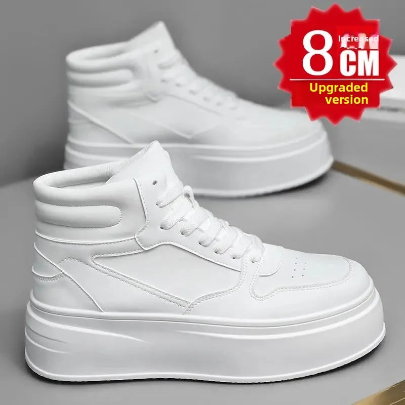 White Sneakers Heightening 12cm Thickened Shoe Bottom Korean Style Platform Invisible Heightening 10cm Cosplay Role-playing Men'