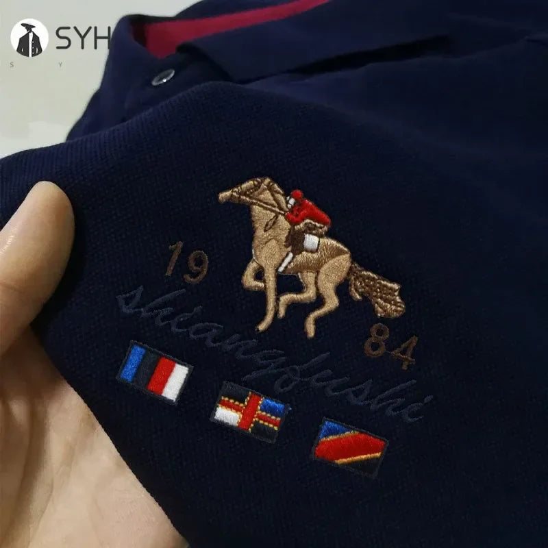 Men's Casual Fashion Polo Shirt Breathable and Comfortable Embroidered Top