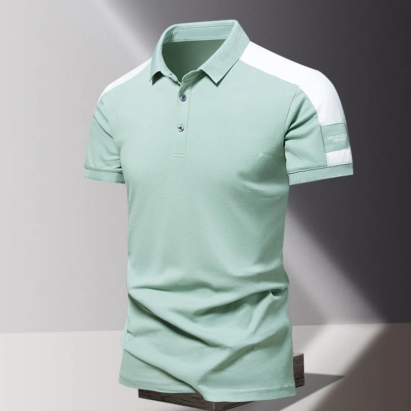 Men's POLO shirt, summer ice silk high-end business casual short sleeved T-shirt, solid color thin pure cotton lapel top