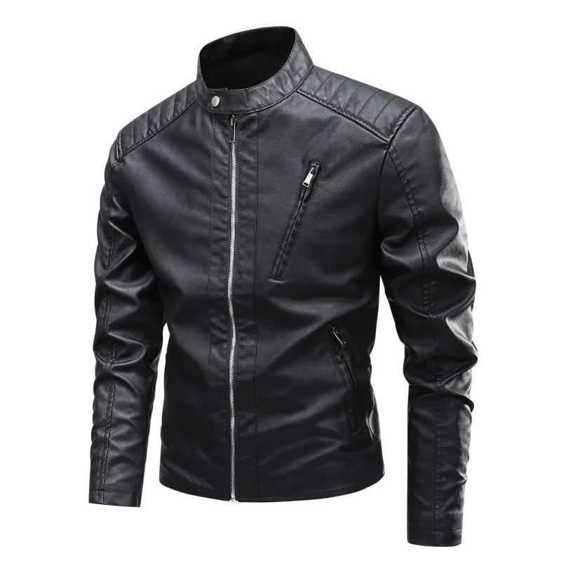 Leather Jacket Men's Casual Trend Brand Slim Fit Handsome Youth Leather Jacket Men Spring Autumn Motorcycle PU Leather Jacket