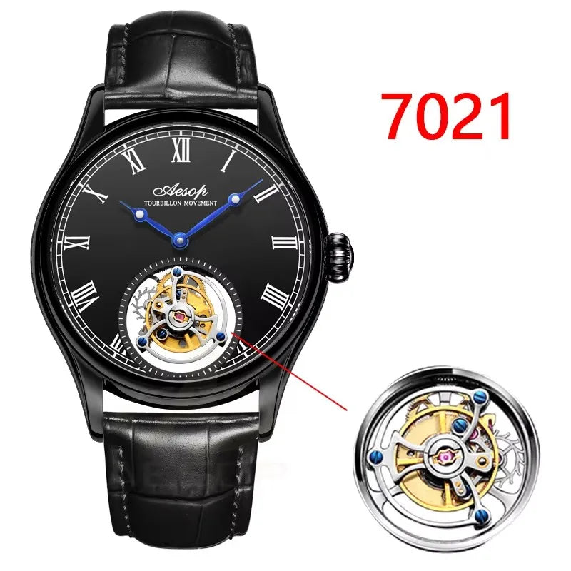 Aesop Real Flying Tourbillon Movement Mechanical Watches Luxury Watch for Men Skeleton Tourbillon Watch Sapphire Official Store
